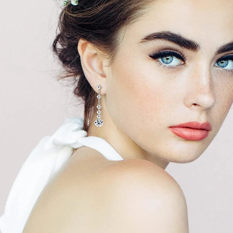 Moissanite Dangle Earrings For Women 3ct a Pair D Color VVS1 Diamond Long Tassel Ear Drops 925 Sterling Silver Fine Jewelry Gift