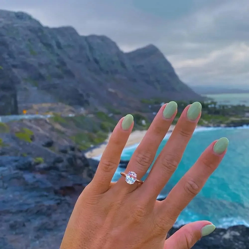 Trumium 3CT 925 Sterling Silver Engagement Rings Oval Cut Solitaire Cubic Zirconia Wedding Promise Rings for Women Fine Jewelry