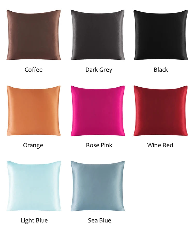 100% Pure Silk Pillowcase With Zipper Cushion Pillow Cover Solid Multicolor Many Sizes 40x40cm 80x80cm
