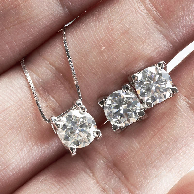 JoyceJelly 3ct D Clolor Real Moissanite Jewelry Sets Women's Sterling Silver 925 Earrings Necklace For Women Bridal Set Gifts