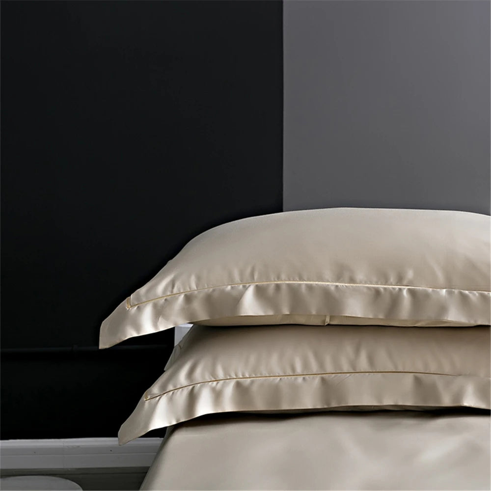 Sondeson Champagne Gold 100% Silk Bedding Set Healthy Skin Beauty Queen King Duvet Cover Set Flat Sheet Pillowcase Bed Linen Set