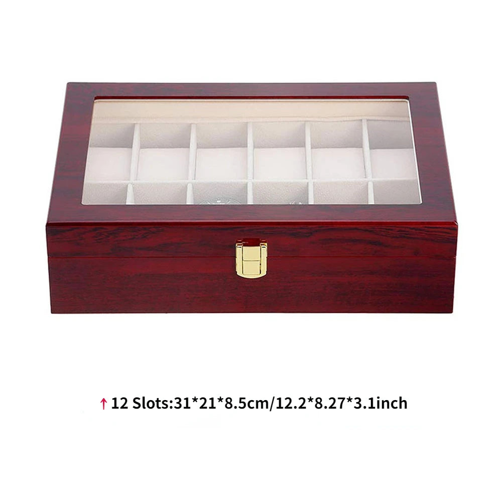 Luxury Wooden Watch Box 1/2/3/5/6/10/12 Grids Watch Organizers 6 Slots Wood Holder Boxes for Men Women  Watches Jewelry Display