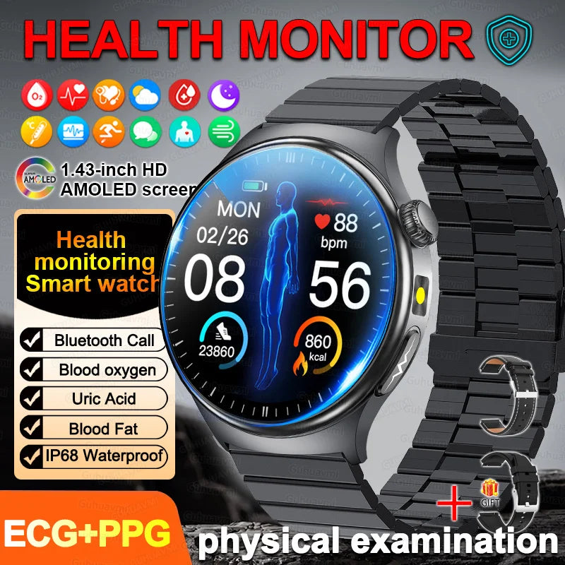 2026New Health Sport ECG AI Diagnosis Smart Watches Men Heart Rate Blood Pressure IP68 Waterproof Smartwatches For Men women