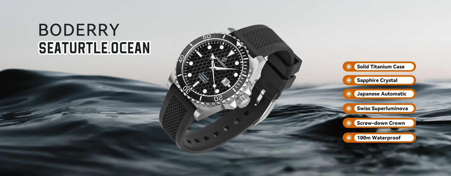 Boderry Seaturtle Titanium Diver Watch Men Luxury Bronze Watches Automatic Mechanical Wristwatch Sport 200M Waterproof Luminous