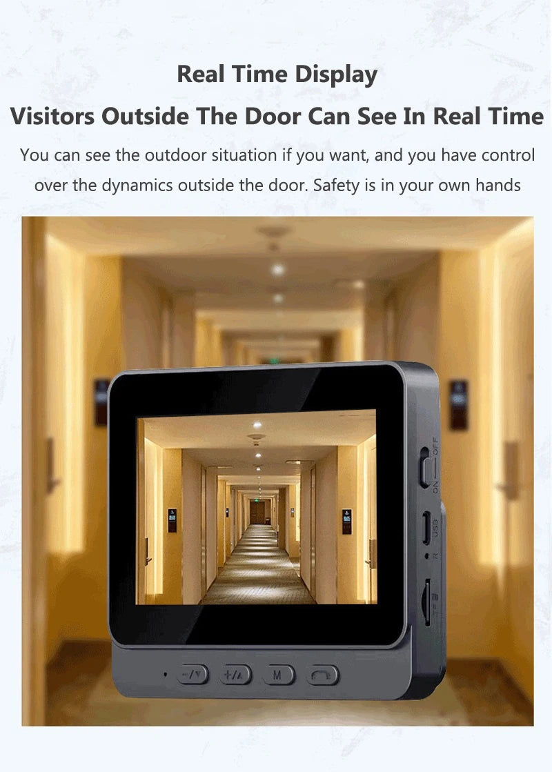 Video Doorbell IR Night Vision Doorbell Camera 1080P 4.3inch IPS Screen Eye Peephole Camera 2.4G for Villa Home Office Apartment