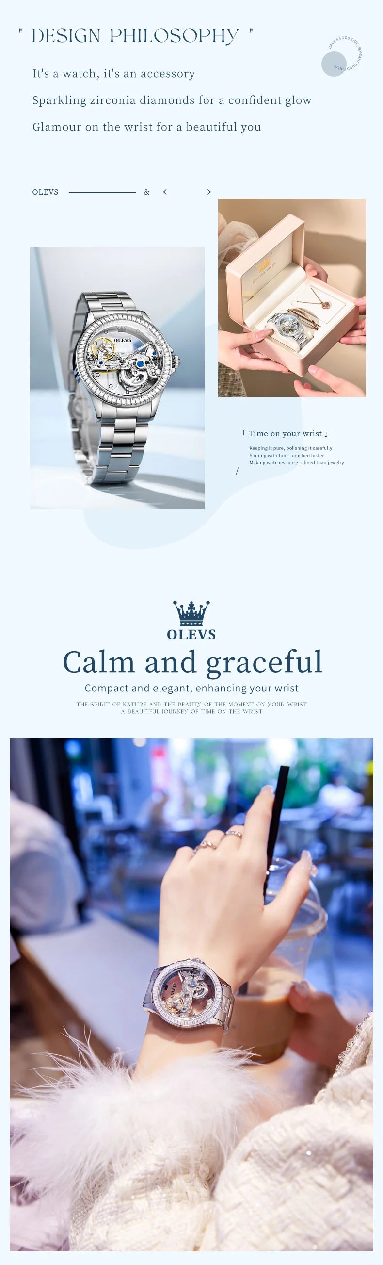 OLEVS 6699 Fully Hollow Women Mechanical Watch Luxury Flywheel Diamond bezel Brand Top Watch Women Automatic Watch Reloj Mujer