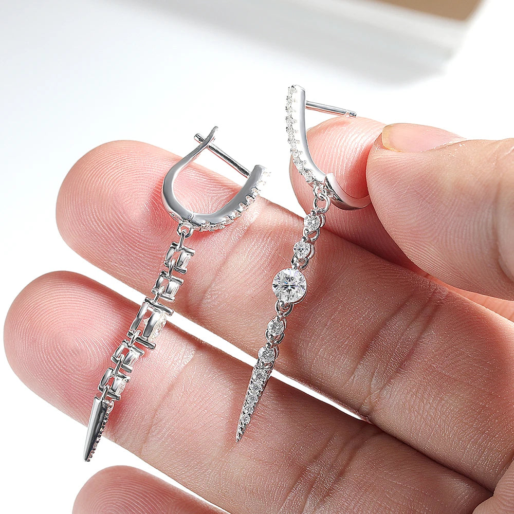 Serenity 1.118ct D Color Moissanite Long Tassel Earrings for Women 100% S925 Sterling Silver Plated 18K Lab Diamond Drop Earring