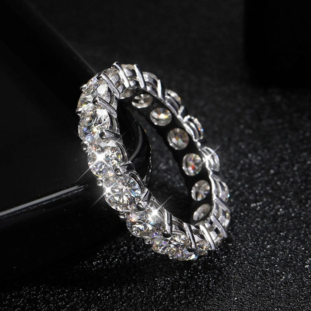 3mm 5mm D Color Moissanite Full Eternity Ring Engagement Wedding Band with GRA 925 Sterling Silver Rings for Women Fine Jewelry