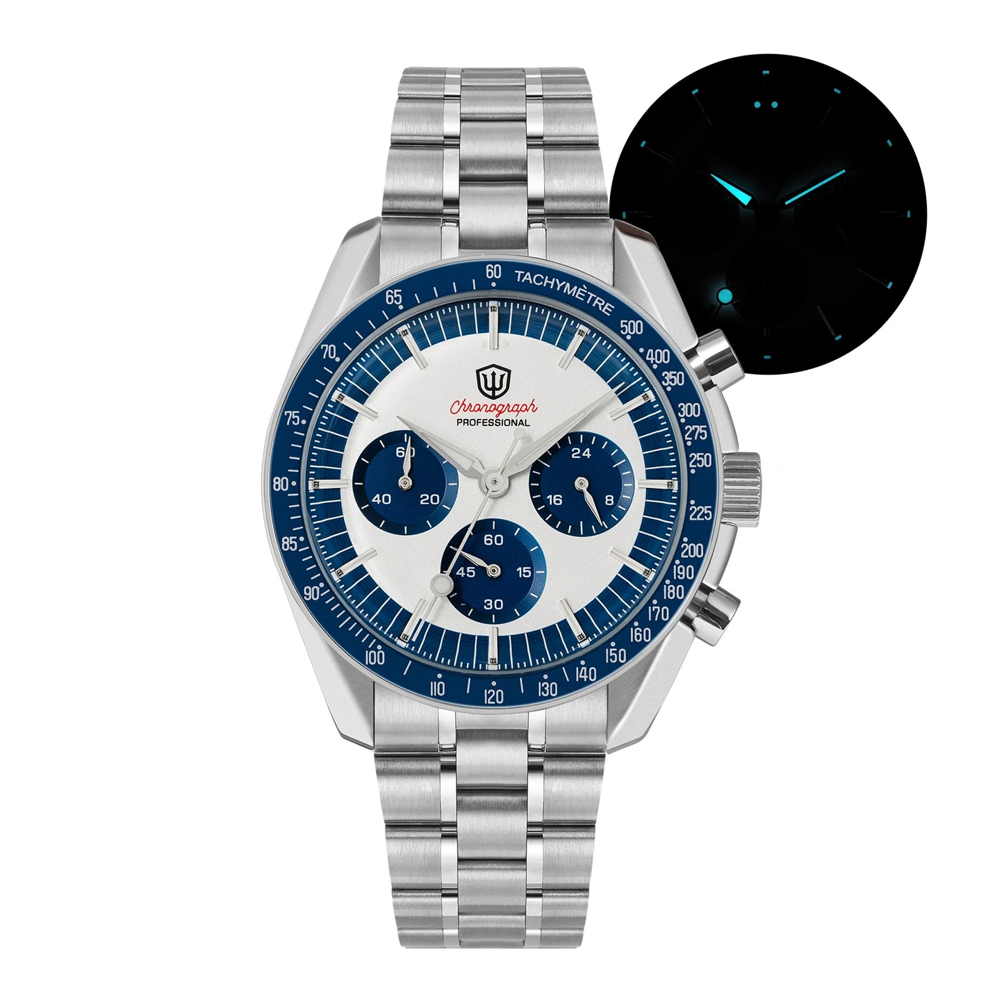 Watchdives New WD1863 Watch VK63 Chronograph Movement Aluminum Bezel BGW9 Luminous Bubble Sapphire Crystal 39mm Vintage Watches