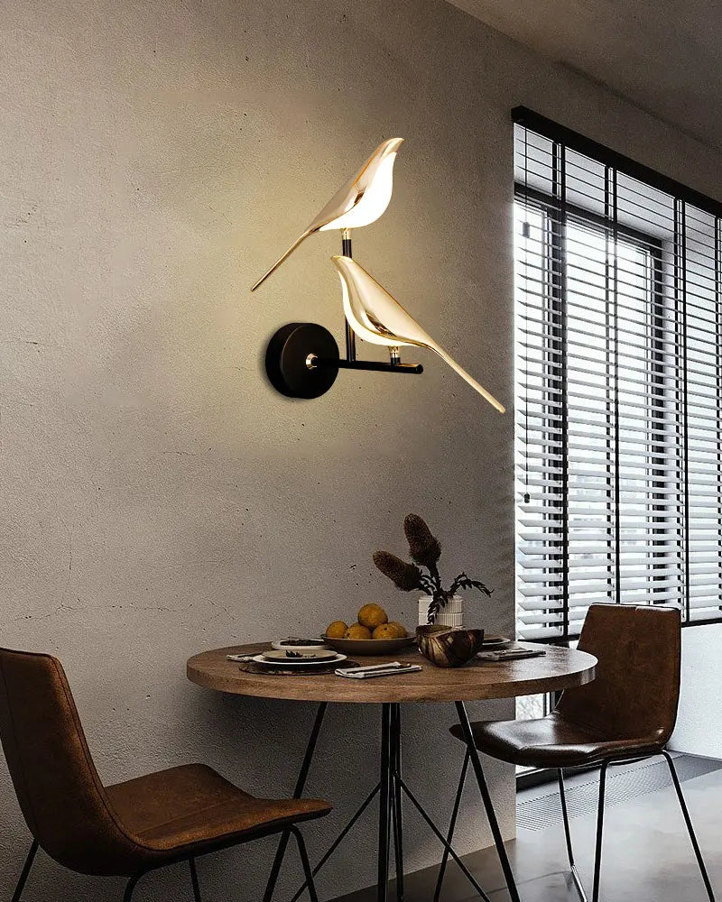 Creative Bird 360° Rotatable LED Wall Lamps Bedroom Bedside Indoor Golden Touch Switch LED Wall Lights Wall Sconce Home