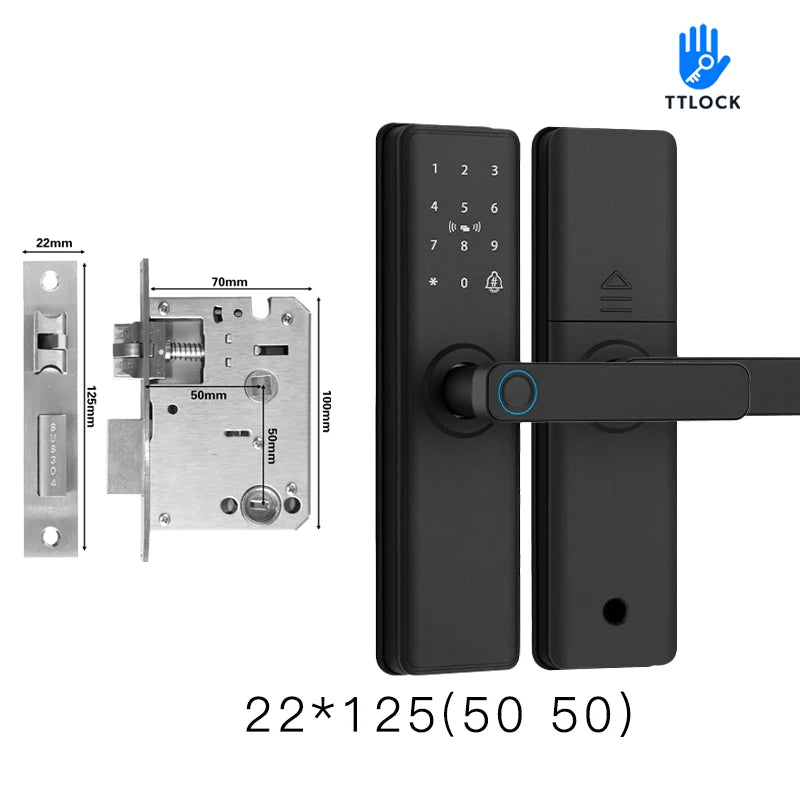 2025 Smart Door Lock With Bluetooth-compatible TTLock APP Digital Electronic Lock Smart Home Wooden Door Lock Fingerprint