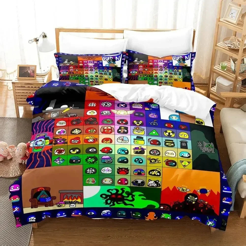 2024 New Countryball Polandballs Bedding Set Single Twin Full Queen King Size Bed Set Adult Kid Bedroom Duvet cover Sets Cartoon