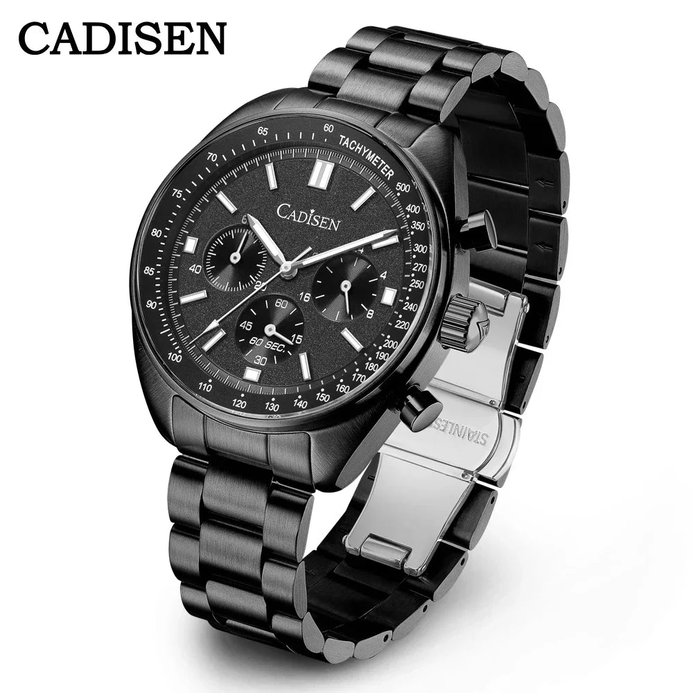 CADISEN Men's Sport Chronograph Watch Japan VD53 Movt Quartz Watches Sapphire Glass Stainless Steel Wristwatch For Men
