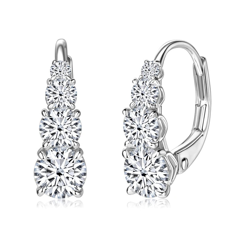 IOGOU Luxury 1.86cttw Full Moissanite Diamond Hoop Clip Earrings for Women Original 925 Sterling Silver Jewelry Vintage Earrings