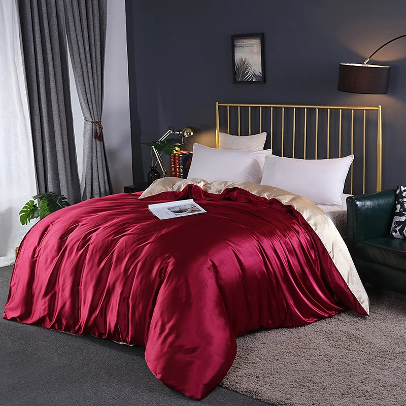 Luxury High Quality  Satin Duvet Cover Rayon Quilt Cover High Density Fabric Duvet Cover  Supple High waterfall