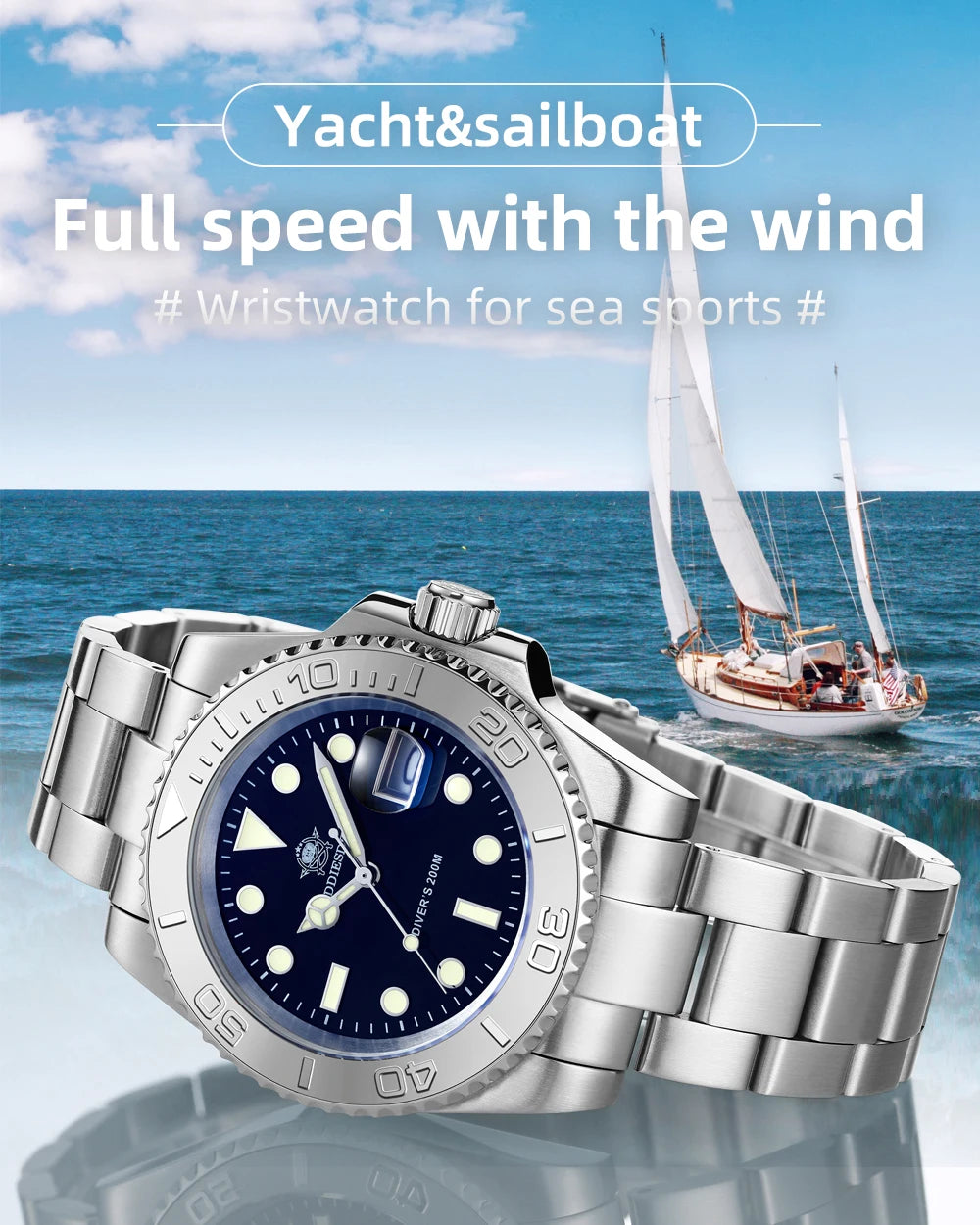 ADDIESDIVE Top Brand Quartz WatchBusiness Stainless Steel 200M Dive Super Luminous Watches Calendar Mens Wristwatch Reloj Hombre