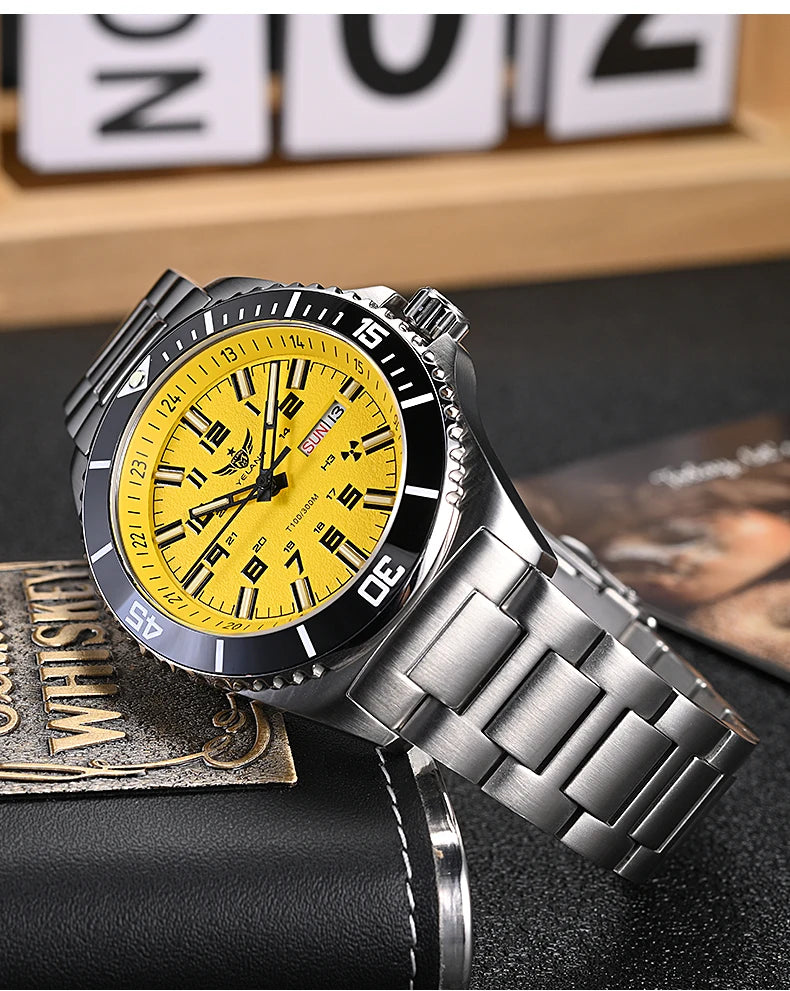 Yelang V1031 Luxury Men Brand Watch 44mm Diver Water Watches Japan 8205 Automatic Mechanical movement Luminous 300M Waterproof