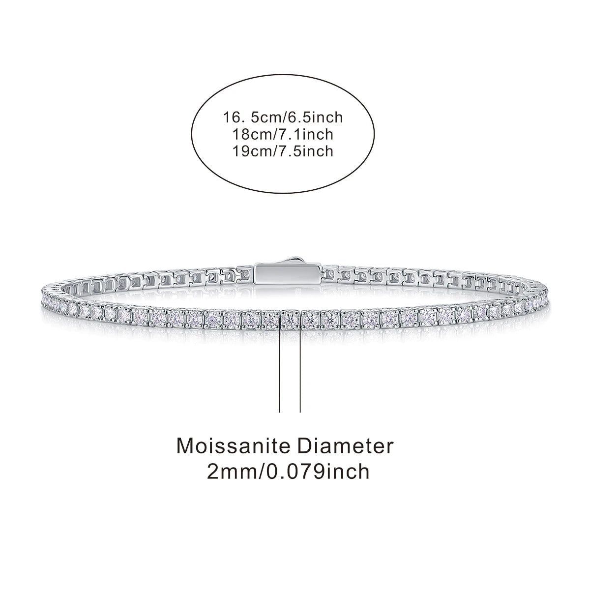 JIUZUAN S925 Sterling Silver Moissanite Tennis Bracelet for Women Simple Row Design Elegant Sparkling Jewelry for Daily Wear
