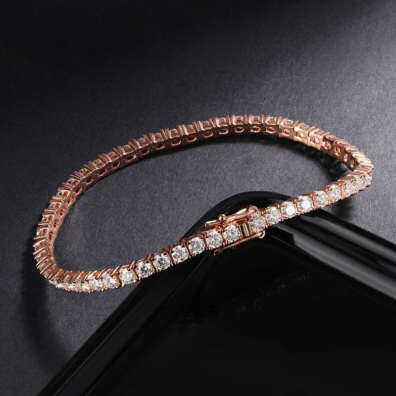 EWYA Real D Color Full 2/2.5/3/4/5/6.5mm Moissanite Tennis Bracelet For Women S925 Plated 18K Rose Gold Diamond Link Bracelets