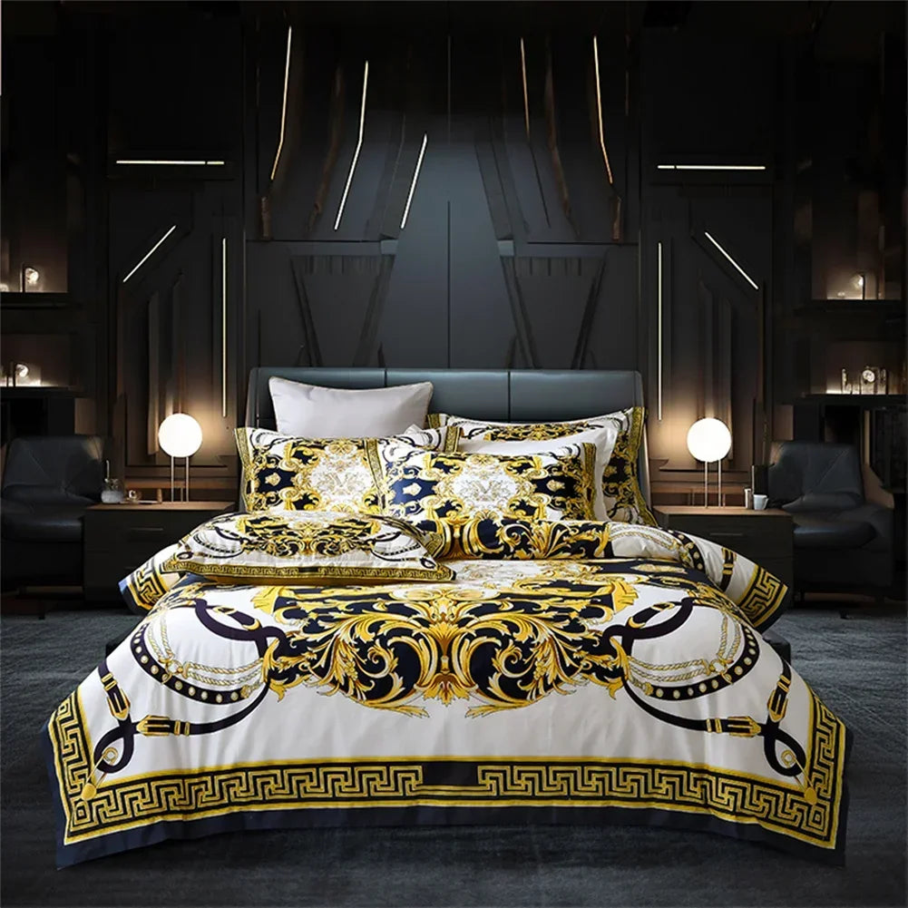 Svetanya 1200TC Golden Egyptian Cotton Bedding Set King Queen Size Sheet Duvet Cover Pillowcase  Linens （custom-made Size）