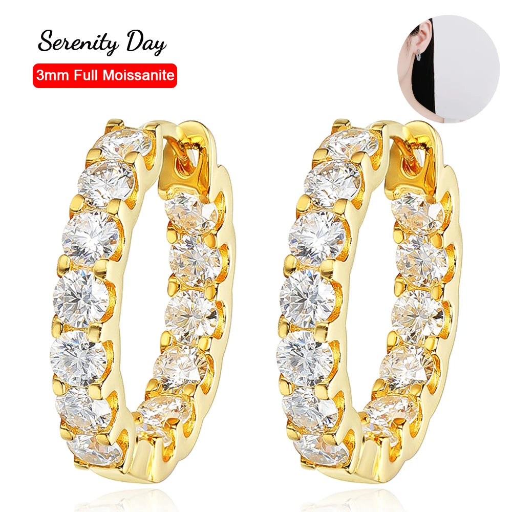 Serenity 2.6cttw D Color Moissanite Earrings for Women 100% S925 Sterling Silver Hoop Earrings Plated 18K Fine Jewelry Wholesale
