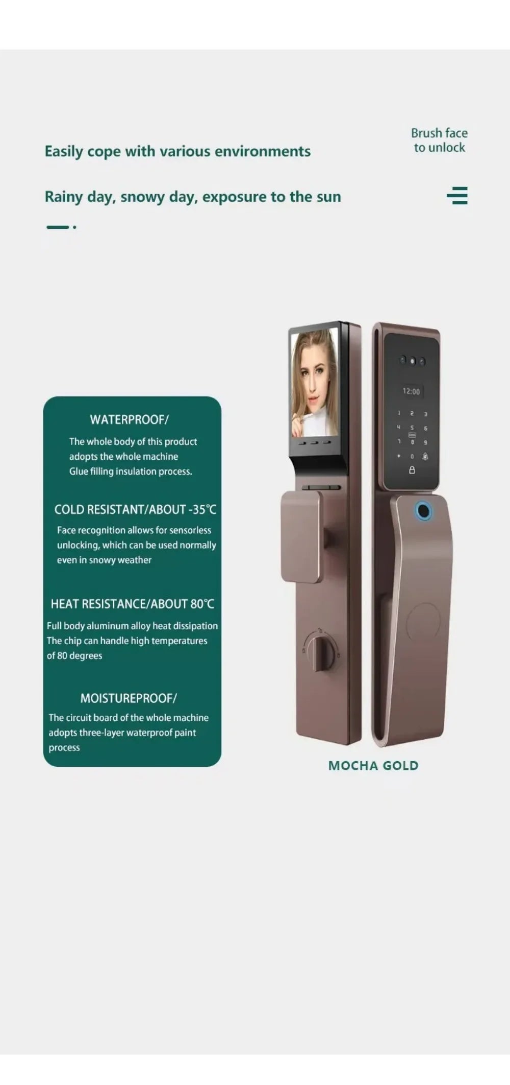 Smart Home Door WiFi NFC Digital Lock with 3D Face Recognition & Palm Vein, Works with Tuya