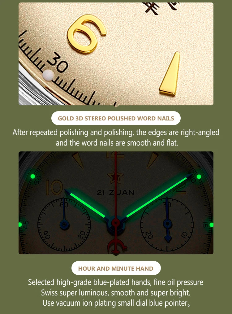 RED-STAR 38mm Men's 1963 Chronograph Mechanical Watch Pilot with Seagull Movement ST1901 Air Force Aviation Sapphire Goose 40mm