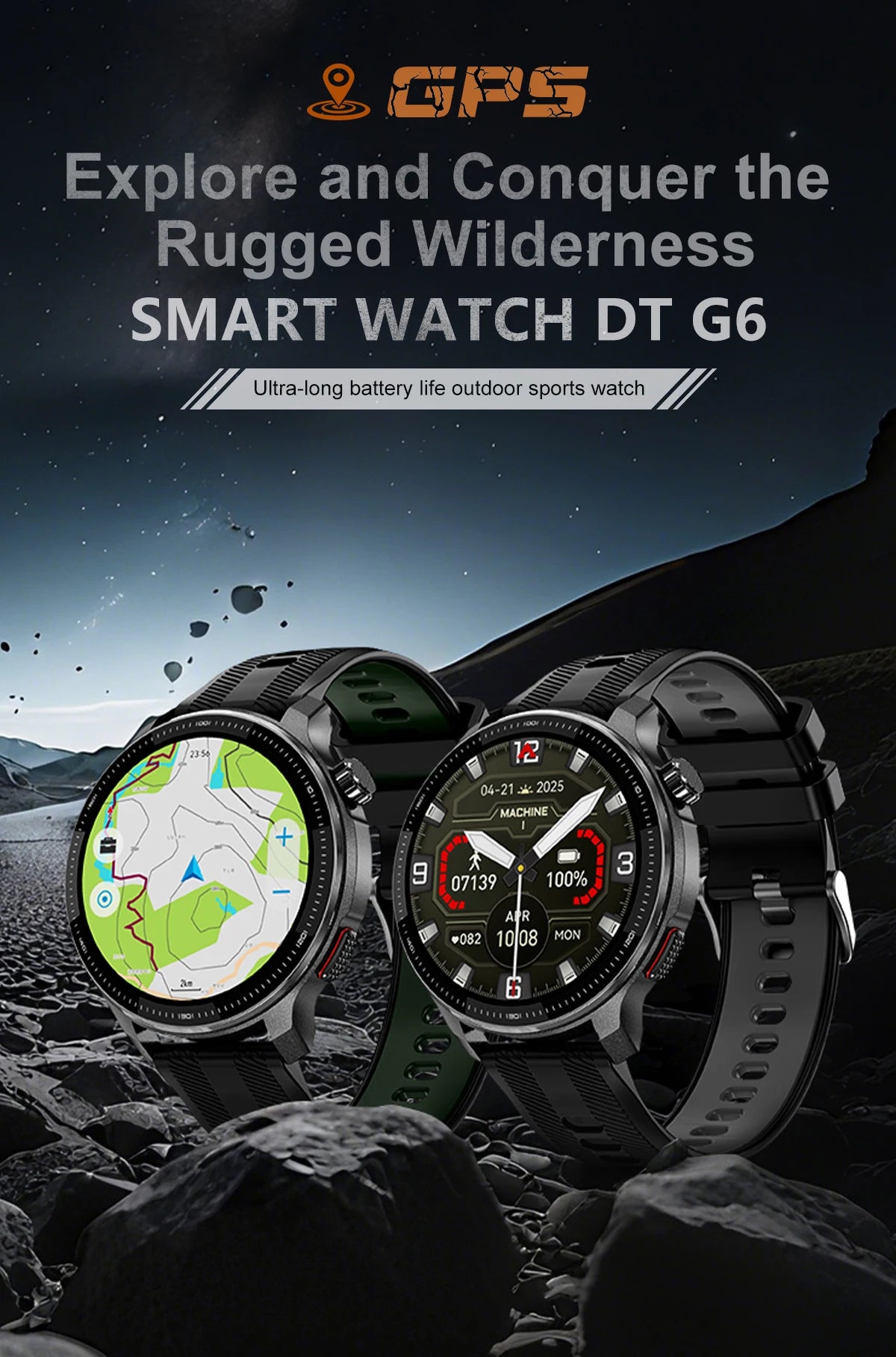 Smart watch Men4GB Memory With GPS Offline Maps Music Video Player Custom dial AMOLED display Sports Swim Waterproof Smart watch