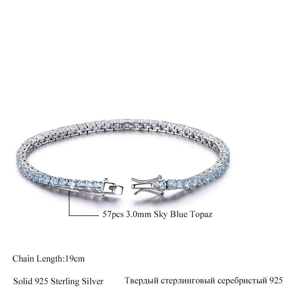 TBCYD 2/3mm Blue Topaz Gemstone Bracelet For Women 925 Sterling Silver Diamond Chain 18k Plated Boutique Wedding Jewelry Gift