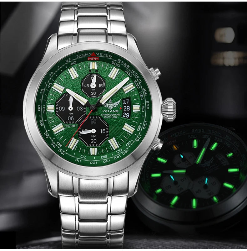 Yelang Watch For MAN Three Eyes Six Needles Quartz Watch Japan OS00 Movement Diving Watch 100M Professional Waterproof Reljo