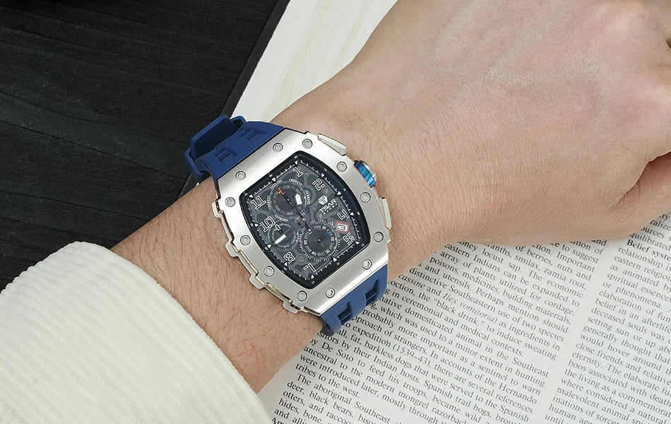 TSAR BOMBA New TB8204 Watch for Men Japan Quartz Chronograph 50M Waterproof Wristwatch Fashion Sport Clock Male Luxury Mens Gift