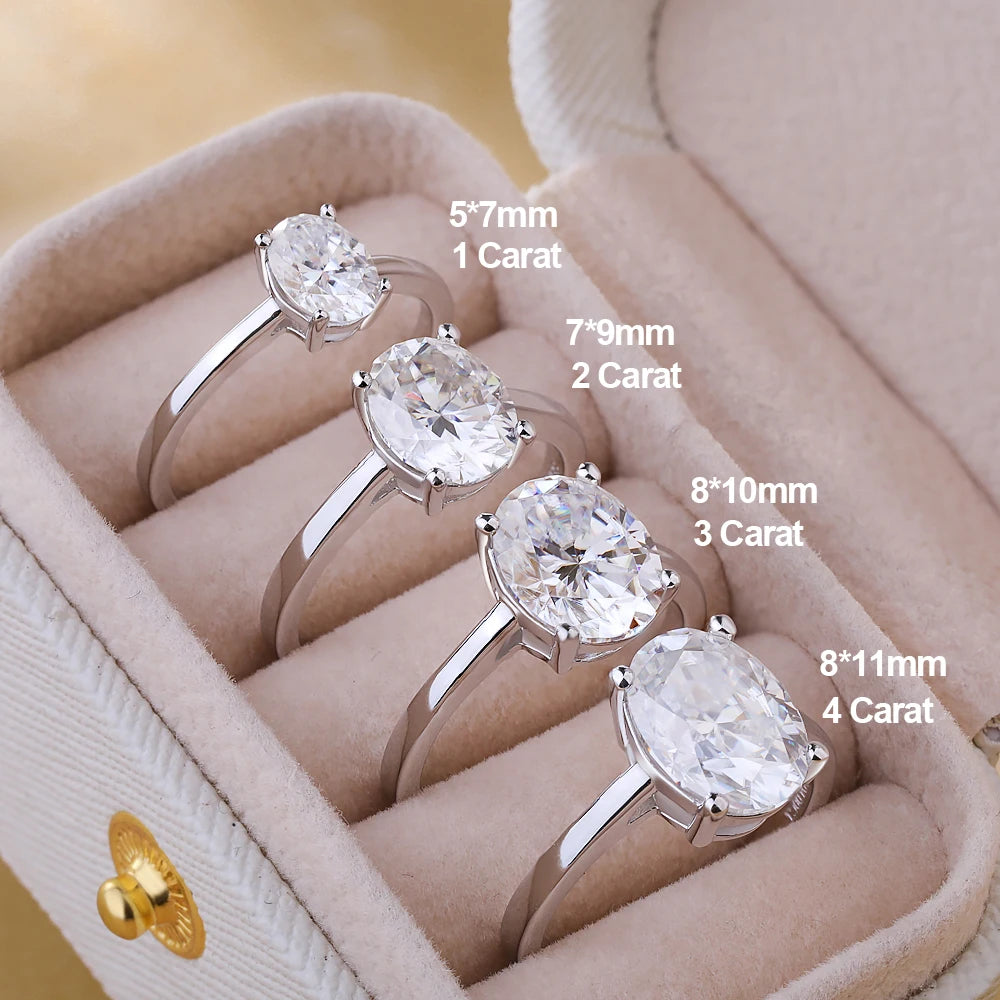 1-4CT Oval Cut Moissanite Rings for Women Sparkling Diamond 925 Sterling Silver Engagement Wedding Band Jewelry With Certificate