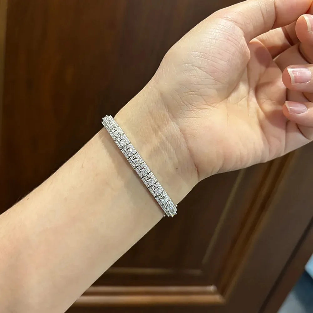 COSYA Luxury 3mm Full Moissanite Tennis Bracelet 100% S925 Silver D Color VVS1 Lab Diamond Hand Chain Fine Party Jewelry Gift