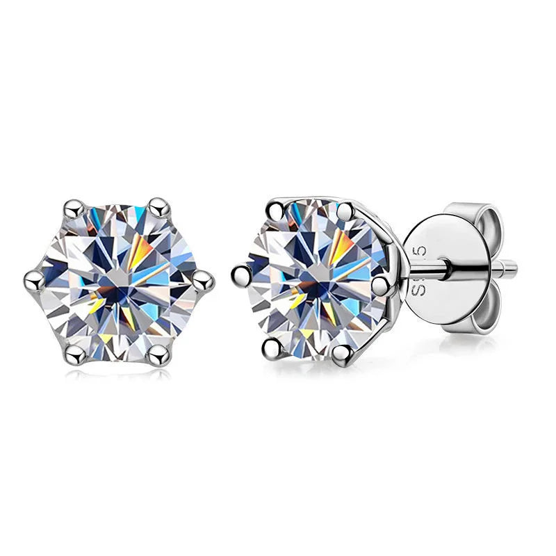 Butterflykiss Real 1 CT D Color Moissanite Stud Earrings For Women Top Quality 925 Sterling Silver Sparkling Wedding Jewelry