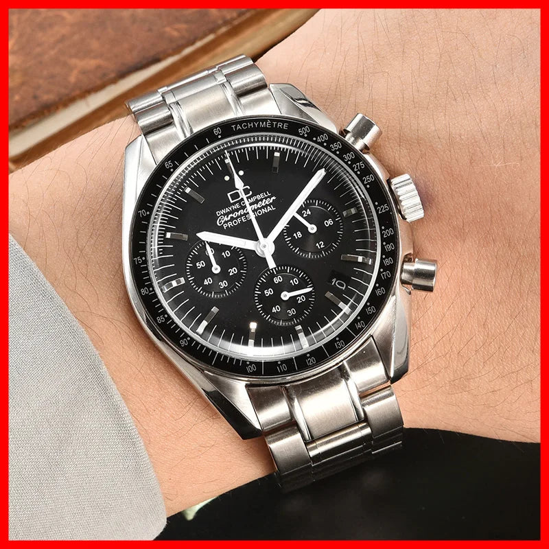 For VK63 Customized Logo Watch 40mm Waterproof Chronograph Men Moon Quartz Watches Modified By Speed Master Custom Wristwatches