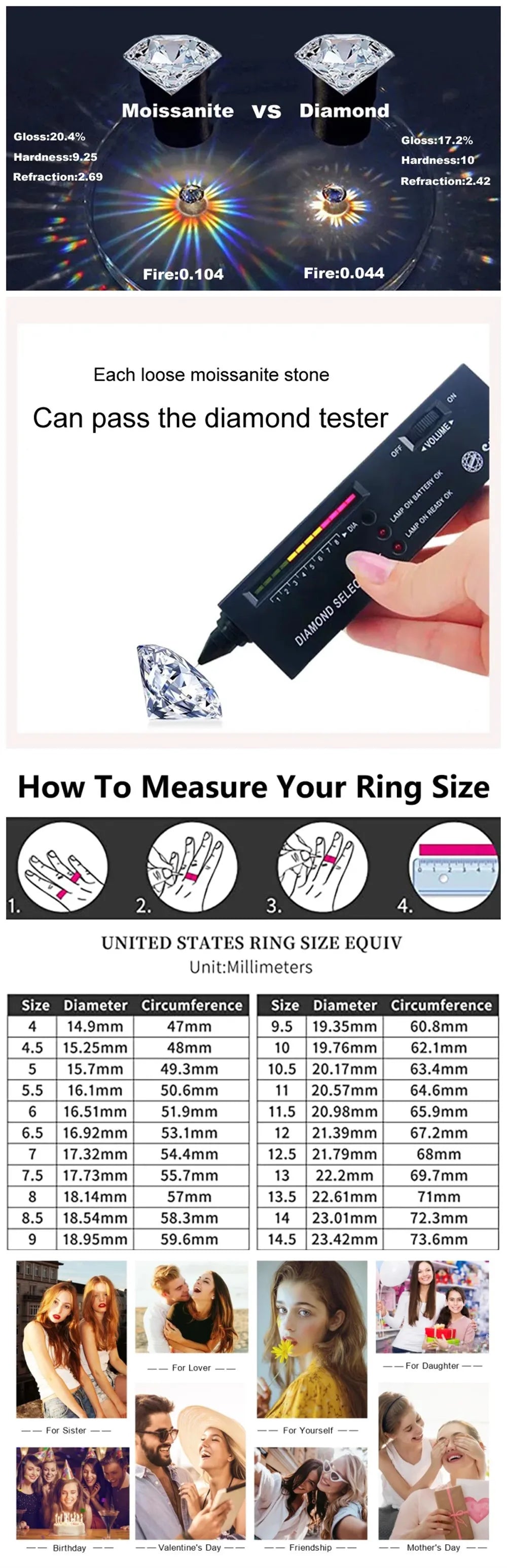 2.6ttw Full  Round Moissanite Drop Earrings For Women S925 Sterling Silver D Color Round Cut Diamond Earring Wedding Jewely