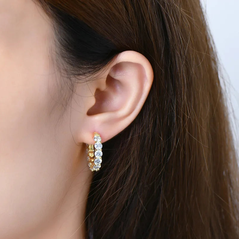 PureMax  4.0mm Full Moissanite Huggie Hoop Earrings for Women Trending Silver 925 Fine Jewelry  Moissanite Diamond Earrings