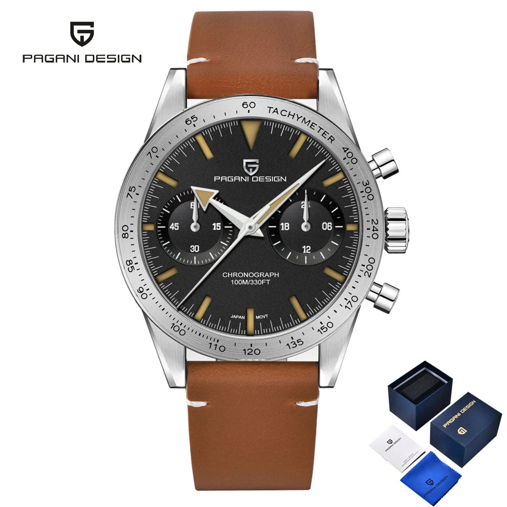 2025 New PAGANI DESIGN Men's Watches Luxury Quartz Wristwatches AR Sapphire Speed Sports Chronograph Watch Man VK64 Men Gift Box
