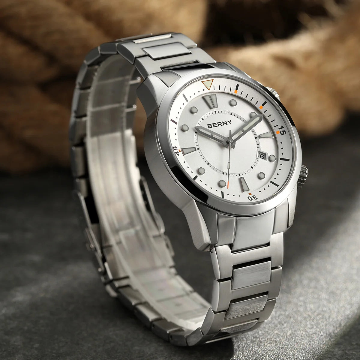 BERNY Automatic Diver Men Watch 200M Waterproof Miyota 8215 Sappire AR Coated Silicone Sports Swim Wristwatch Men's Diver Watch