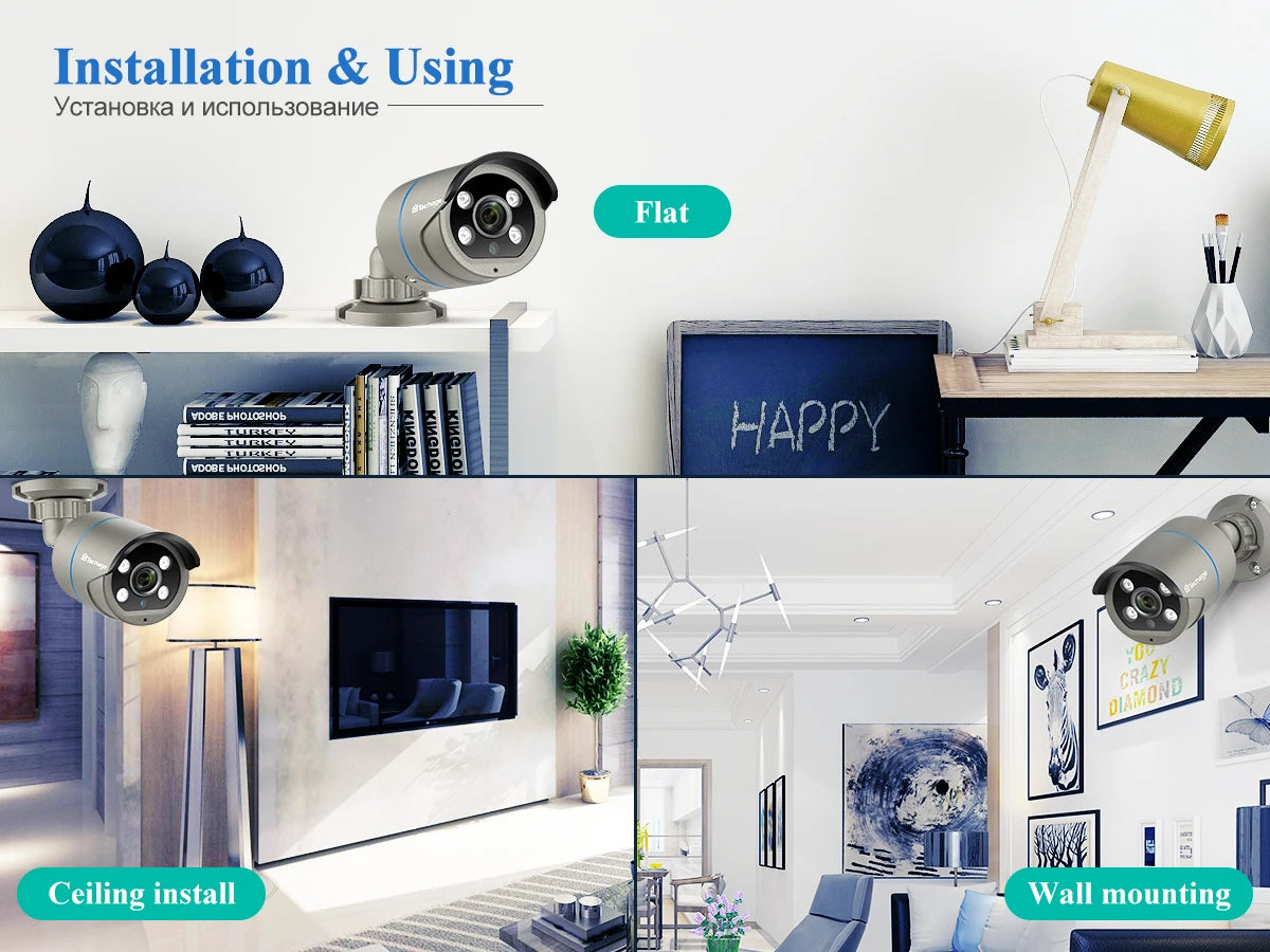 Techage 8CH HD 4MP POE Surveillance Camera CCTV Security System H.265 Face Detect Outdoor Two-way Audio IP Camera P2P Video NVR