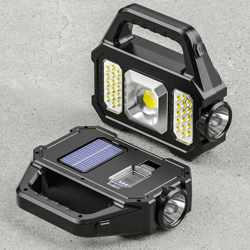 Solar Rechargeable Flashlight  Zoomable Waterproof  COB LED Torch Brightly Light Portable Powerful Lantern  for Camping