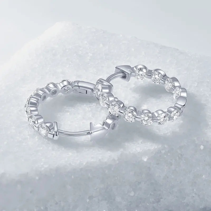 Anziw 2.2cttw. 3mm D Moissanite Hoop Earrings for Women Real 925 Silver Sparking Round Cut Lab Diamond Earrings 2025 New Jewelry