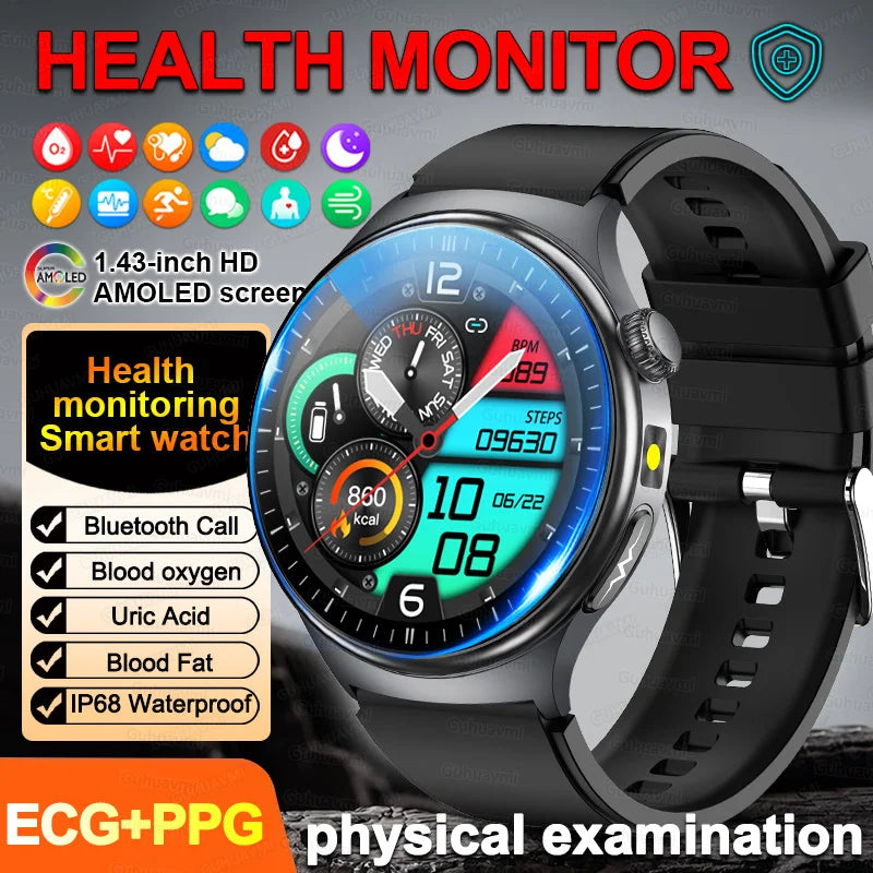 2026New Health Sport ECG AI Diagnosis Smart Watches Men Heart Rate Blood Pressure IP68 Waterproof Smartwatches For Men women