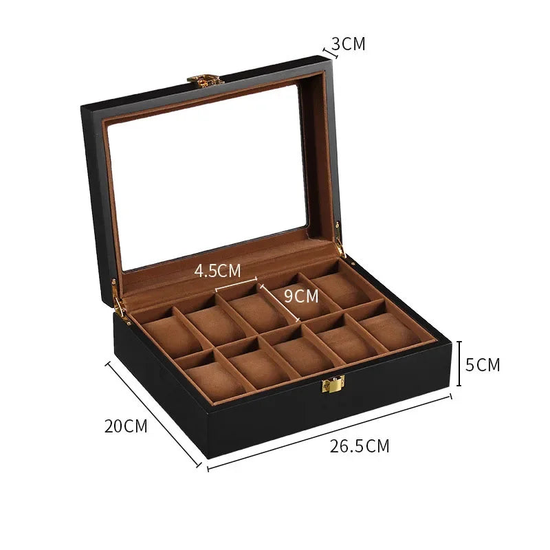 Wooden Watch Box Eco-Friendly Watch Storage Case with 1/2/3/5/6/10/12 Slots Travel Organizer for Men Watch Gift Box