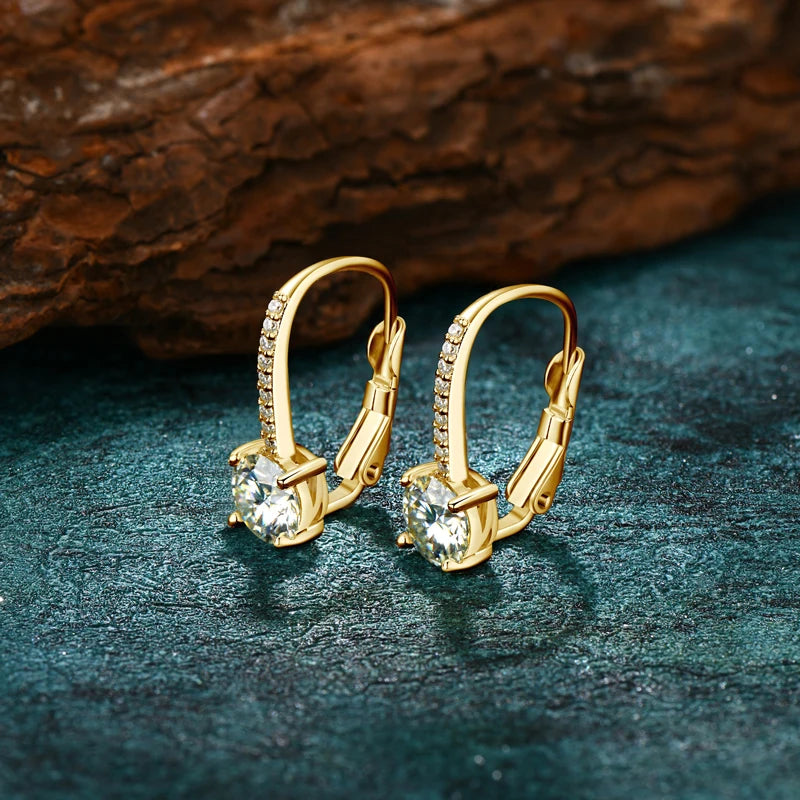Trendy 14K Gold Plated Earrings 2023 Silver Hoops 925 Dangle Earrings for Women Lever Back Moissanite Earring Drop Girls Jewelry