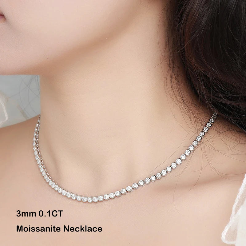 EWYA Sparkling 0.1ct 3mm Moissanite Tennis Bracelet with GRA for Women Party Fine Jewelry S925 Sterling Silver Diamond Bracelets