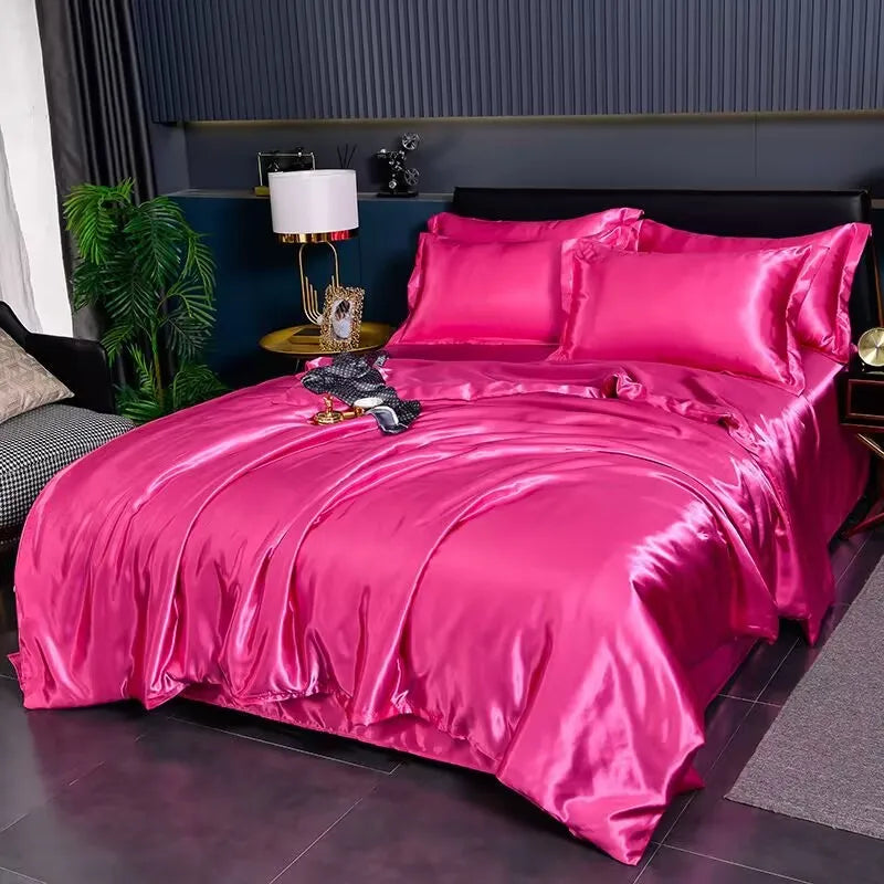 Mulberry Silky-blending Fabric Bedding Set High-end Silky Queen Size Duvet Cover Set with Fitted Sheet Luxury Bedding Sets King
