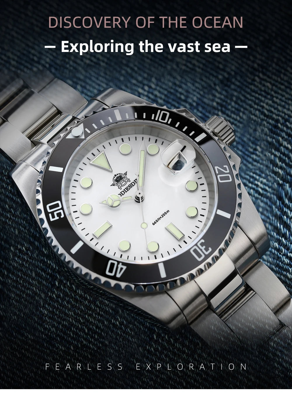 ADDIESDIVE High Quality Luxury Men Quartz Watch 20Bar BGW9 Super Luminous relógio masculino 316L Stainless Steel Dive WristWatch