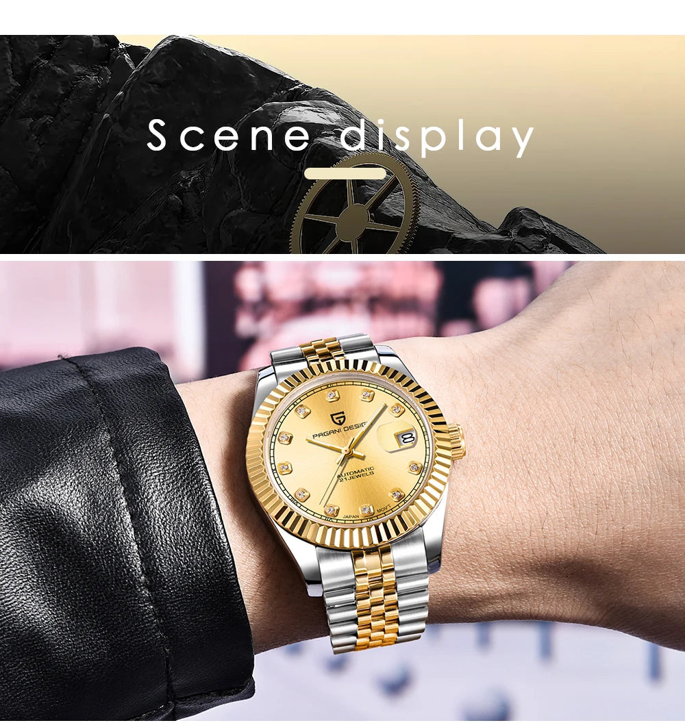 PAGANI DESIGN Top Brand New Automatic Mechanical Watch 316L Stainless Steel 100M WaterproofBusiness Style Luxury watches for man