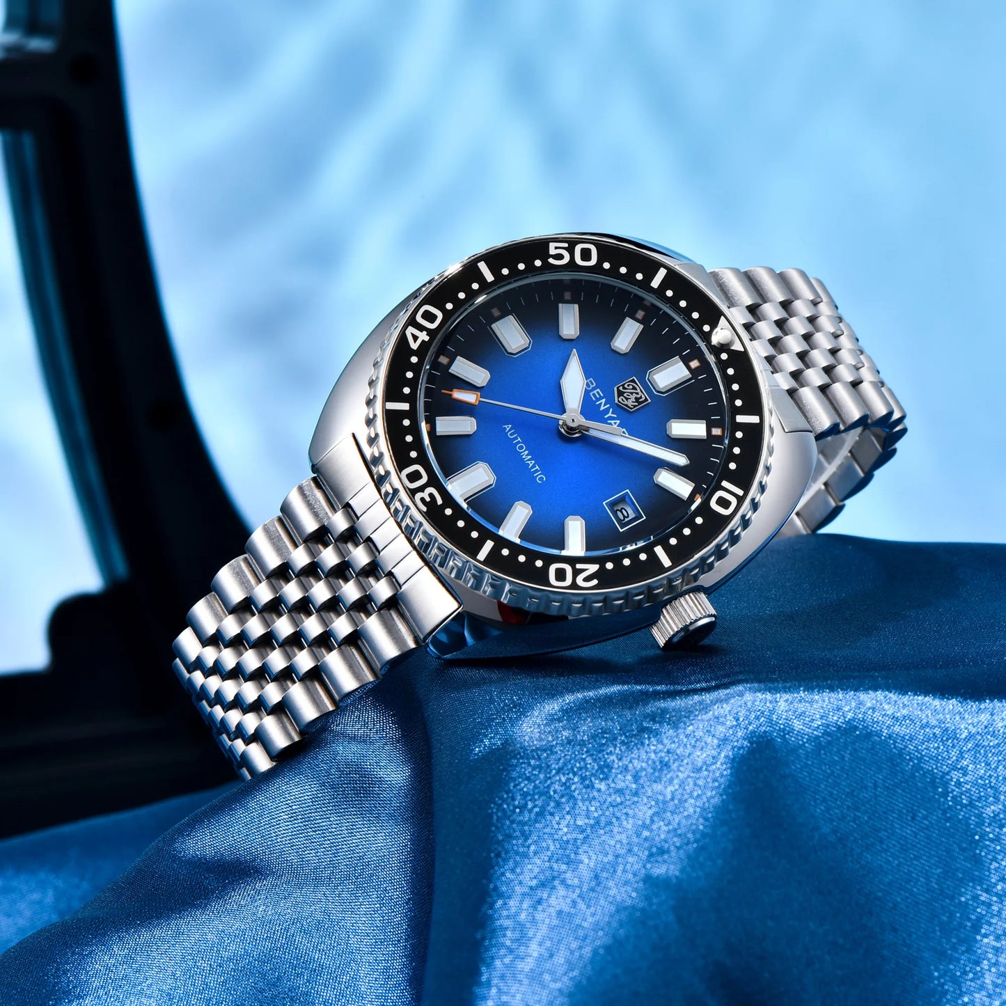 New BENYAR 42MM Tuna Men Mechanical Watch Luxury Stainless Steel Automatic Watch 50M Diving Luminous Watch for Men reloj hombre